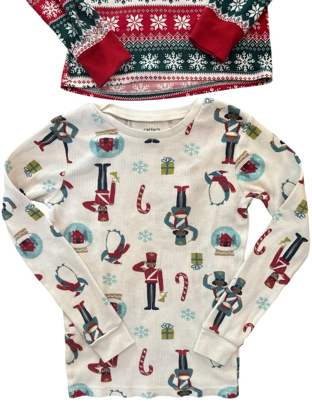Carter's Kids Holiday Long-Sleeve Tops - Red, White & Green (2-Pack) Christmas